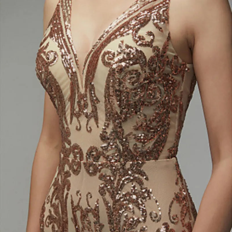 Furrzy Gold Sequin High-End Dress Summer