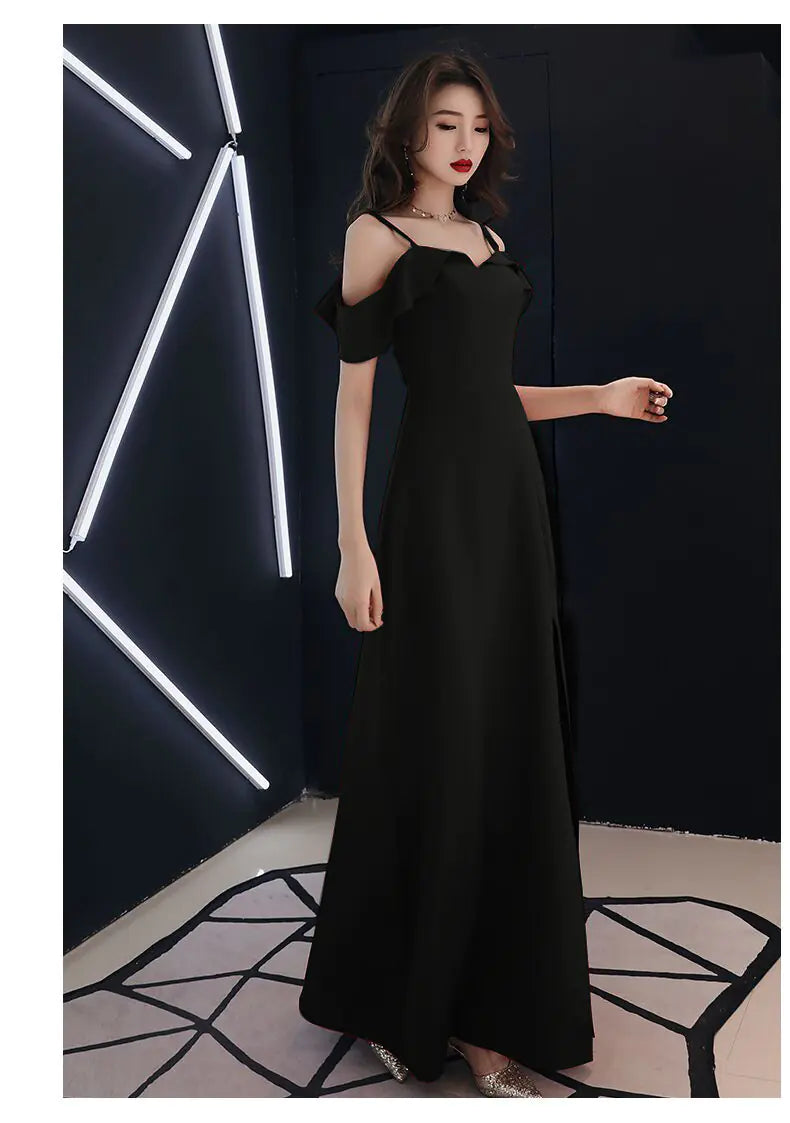 Elegant Off-Shoulder Maxi Dress with Slit Design