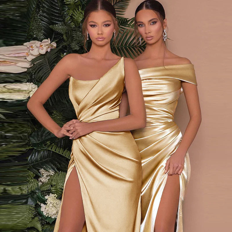 Furrzy Elegant Satin Strapless Slim Dress – Y2K Party Wear