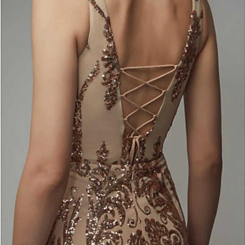 Furrzy Gold Sequin High-End Dress Summer
