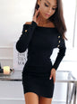 Furrzy Knit Bodycon Dress, Off-Shoulder Knit Dress