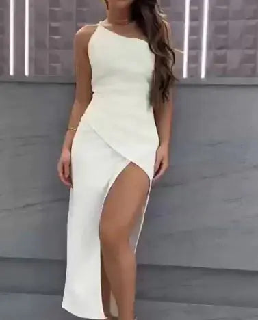 Furrzy One Shoulder Midi Dress