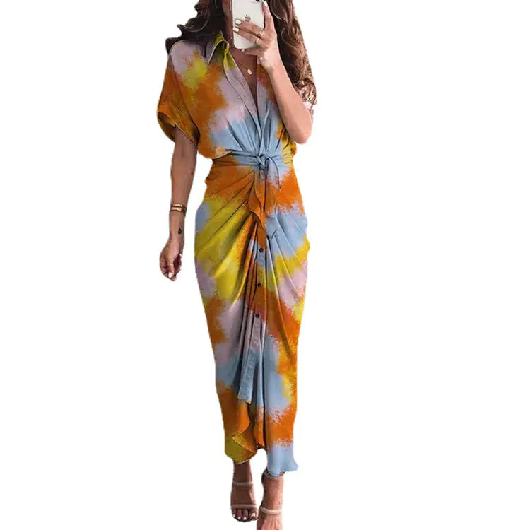 Furrzy Summer Short Sleeve Floral Maxi Dress for Women