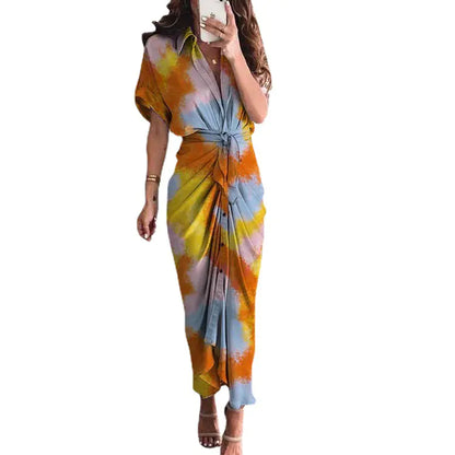 Furrzy Summer Short Sleeve Floral Maxi Dress for Women