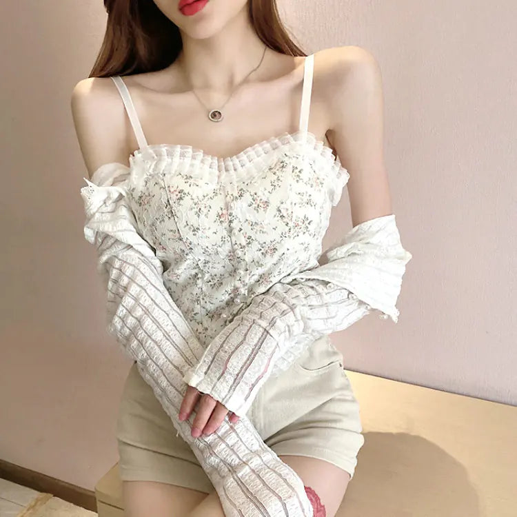 Furrzy Floral Beaded Tube Top for Women - Versatile Wear