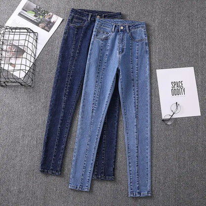 Furrzy Slim-Fit Small-Footed Denim Trousers for Women