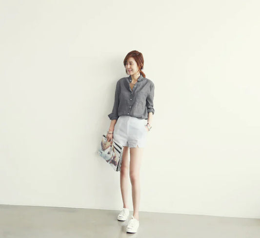 Furrzy Linen Shirt, Casual Loose Thin Cotton-Linen Top