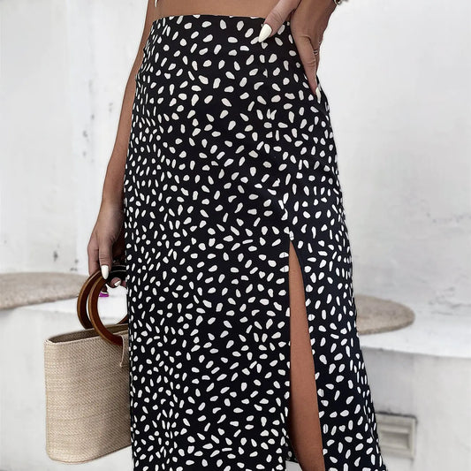Furrzy Polka Dot A-Line Skirt with Slit