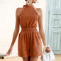 Furrzy Summer Backless Cotton Beach Jumpsuit for Women
