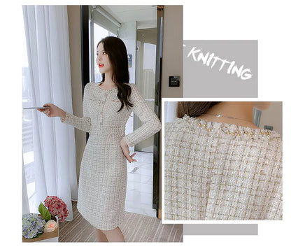 Furrzy Chic Long Sleeve Tweed Dress for Women