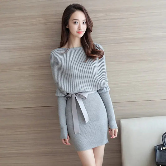 Furrzy Knee-Length Bodycon Knit Dress