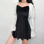 Furrzy Puff Sleeve Vintage Velvet Long Sleeve Dress