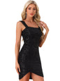 Furrzy Sequin Dress for Womens Sleeveless Mini Sparkly Party Dresses Large Black