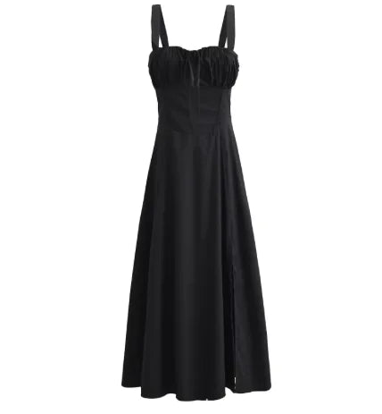 Lace-Up Midi Slip Dress
