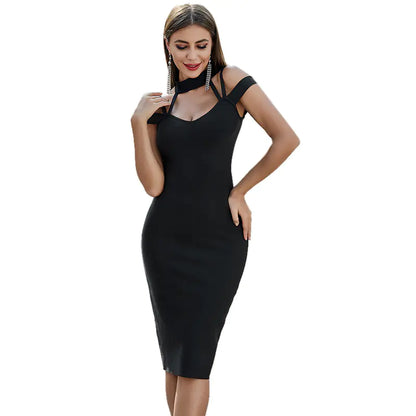 Furrzy "Black Strap Dress - Elegant Bandage Style"