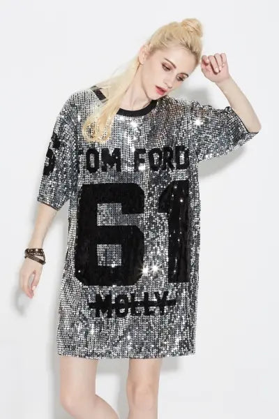 Furrzy Glitter Summer Club Dance Oversized T-Shirt Dress