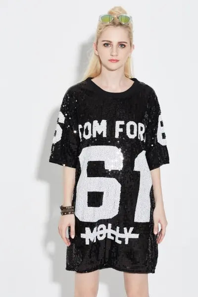 Furrzy Glitter Summer Club Dance Oversized T-Shirt Dress