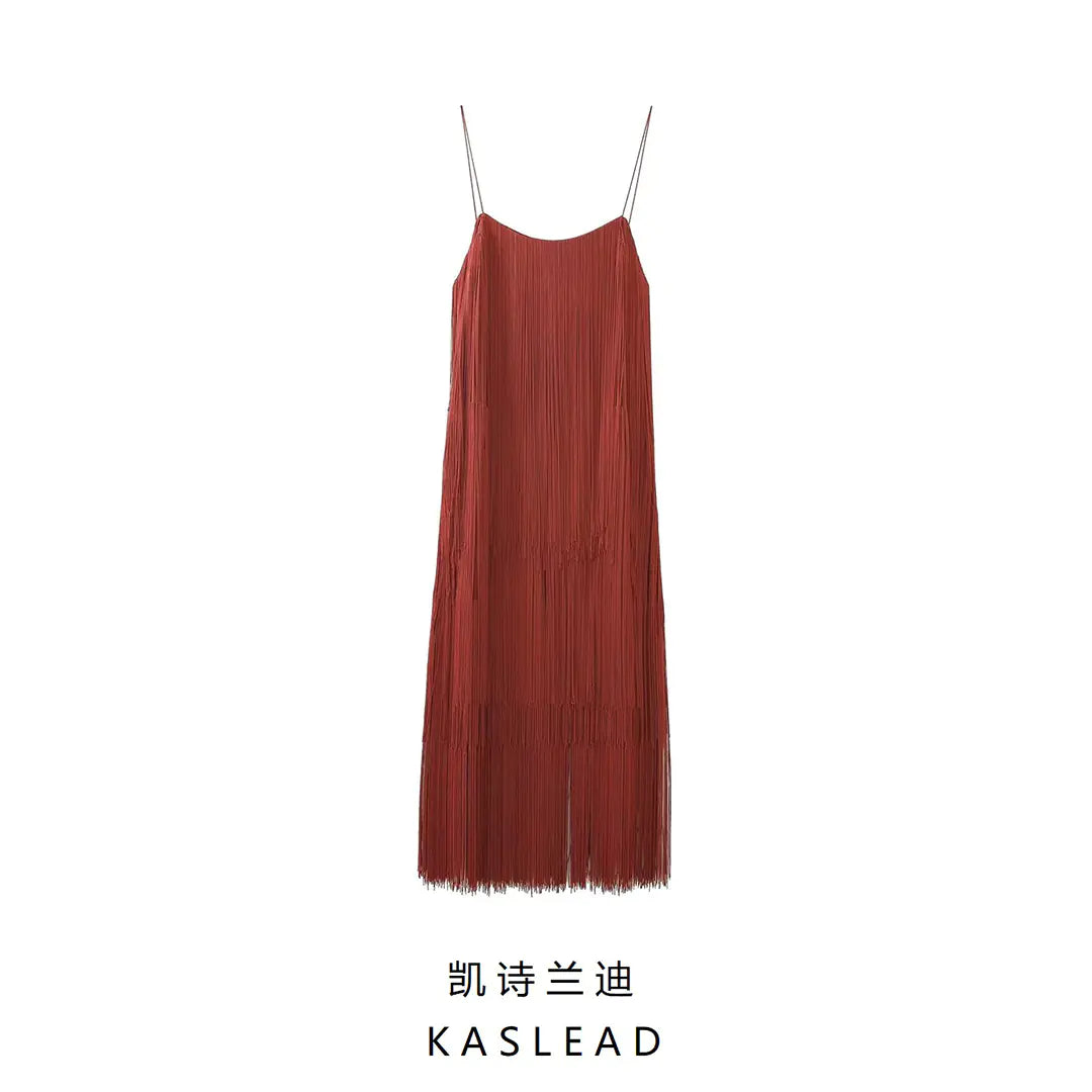 Furrzy Summer Women's Bohemian Fringe Maxi Dress