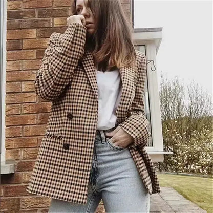 Furrzy Plaid Blazer for Women - Versatile Work and Casual Wear