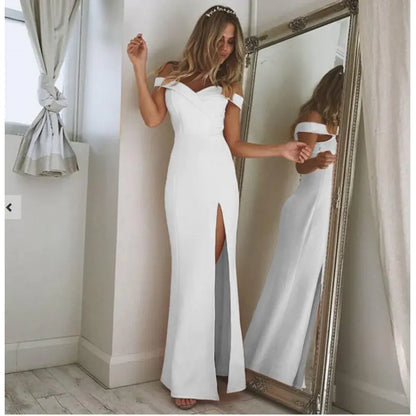 Evening Dress, Strapless Maxi Dress with Side Slit