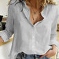 Furrzy Women's Casual Loose Linen Shirt in Solid Color
