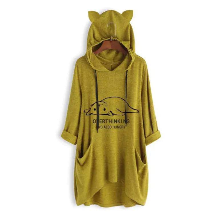 Furrzy Trendy Oversized Hooded T-Shirt for Women