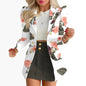 Furrzy Women High Waist Blazer & Skirt 2 Piece Set Office Outfit Business Casual Suit Work Wear Attire Interview Formal Corporate Dress Jacket Pant Dressy Elegant Professional Suiting White Black S