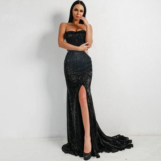Strapless Sequin Maxi Dress - Floor-Length Party Gown
