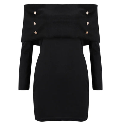 Furrzy Knit Bodycon Dress, Off-Shoulder Knit Dress