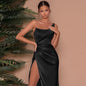 Furrzy Elegant Satin Strapless Slim Dress – Y2K Party Wear