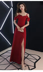 Elegant Off-Shoulder Maxi Dress with Slit Design