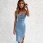 Furrzy U-Neck Denim Dress