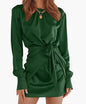 Furrzy Elegant Women's Satin Long Sleeve Cocktail Dress
