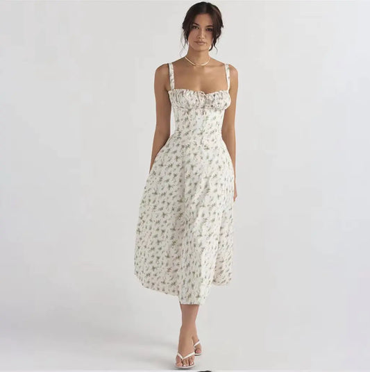 Furrzy Women's Floral Maxi Dress with Back Tie Detail