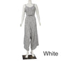 Furrzy Striped Jumpsuit Dress with Spaghetti Straps