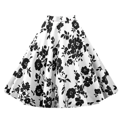 Furrzy Vintage High-Waist A-Line Polka Dot Midi Skirt