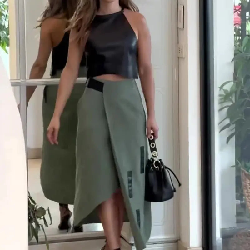 2023 Summer Fashion Two-Piece Set with Crop Top Skirt