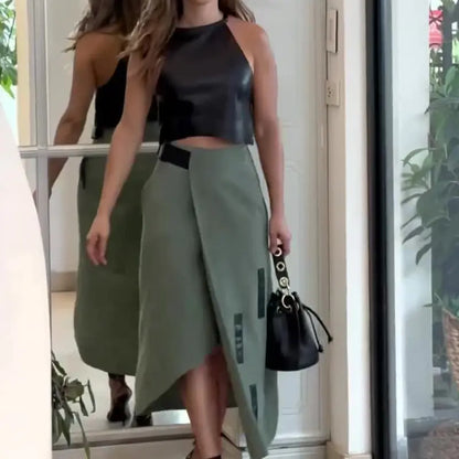 2023 Summer Fashion Two-Piece Set with Crop Top Skirt