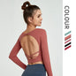 Furrzy Backless Long Sleeve Yoga Top for Women Fitness Wear