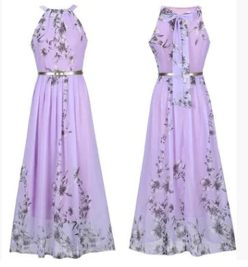 Furrzy Sleeveless Floral Maxi Dress with Halter Neck Boho Style