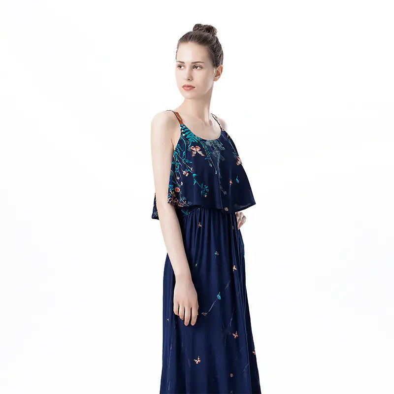 Furrzy Floral Ruffle Hem Maxi Dress for Women