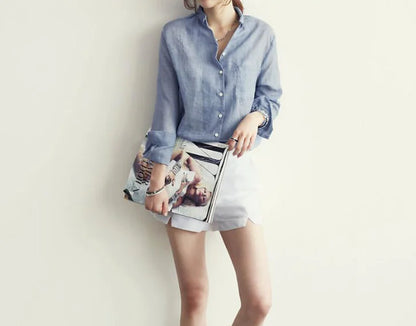Furrzy Linen Shirt, Casual Loose Thin Cotton-Linen Top