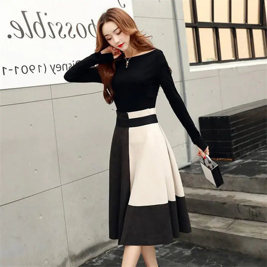 FurrzyTwo-Piece Suede Dress Set with Skirt and Dress