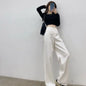 Furrzy Loose Casual White Jeans for Women Trousers