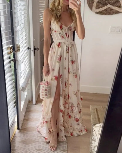 Furrzy New Floral Strapless Maxi Dress for Beach Vacation
