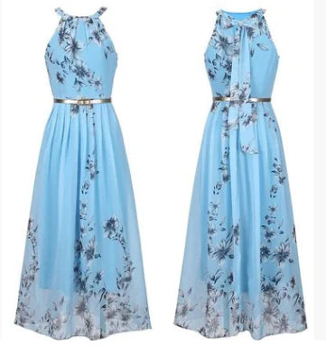 Furrzy Sleeveless Floral Maxi Dress with Halter Neck Boho Style