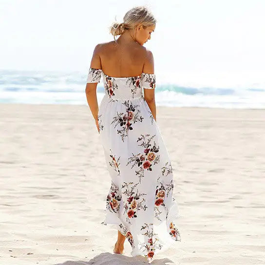 Furrzy Maxi Floral Open Front Off Shoulder Design