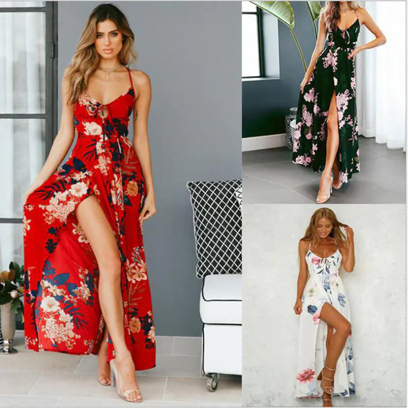 Furrzy Cross-Border Floral Maxi Dress for Women