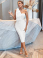Furrzy One Shoulder Bow Split Dress