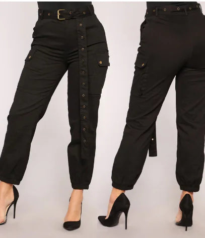 Furrzy High Waist Tight-Fitting Cargo Trousers for Women